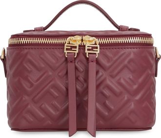 Fendi Womens Mini Leather Vanity Bag Burgundy General Lamb Handbags Hand