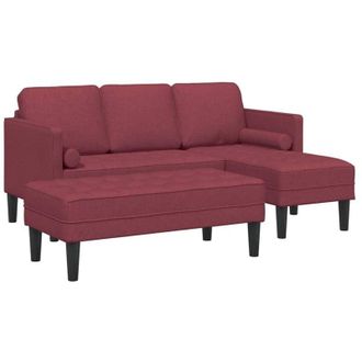 vidaXL Vidaxl Juego De Sof&aacute; 2 Pcs Rojo Vino Tinto 173 X 131 X 67 Cm Tela
