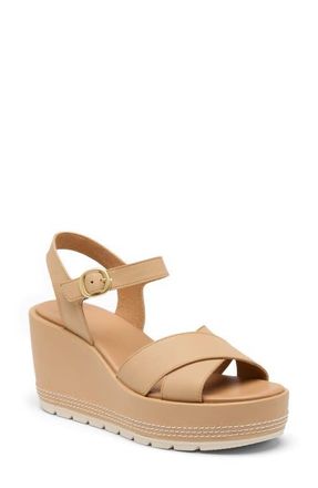 Sorel Sunpeak Ankle Strap Platform Wedge Sandal in Honest Beige Chalk at Nordstrom, Size 10.5
