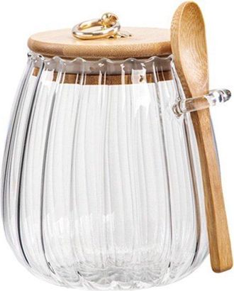 OEM 2 Tarros De Cristal Con Tapa De Bamb&uacute; Y Cuchara De 700 Ml, Ideales Para T&eacute;, Caf&eacute;, Az&uacute;car, Caramelos Y Galletas