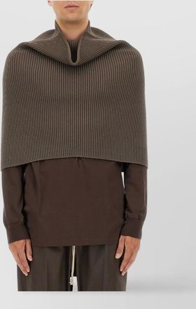 Rick Owens draped high neck ribbed coat design