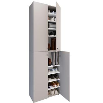 ebuy24 Ebuy24 - vcm xl Legno Grande Gabinetto Scarpa Scaffale Grande Stivaletti Mobili da Stivale Lona 10 Scomparti Porte Giranti (Grigio)