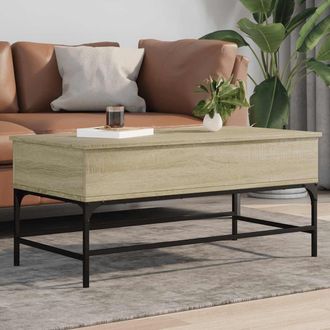 vidaXL Mesa De Centro Madera Ingenier&iacute;a Metal Roble Sonoma 100x50x45cm Vidaxl