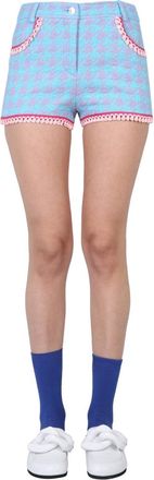 Moschino Houndstooth Cotton Blend Bermudas - Blue