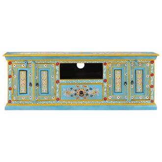 Berkfield Home TV Cabinet Blue 110x30x40 cm Solid Wood Mango | Size: 110 x 30 x 40 cm