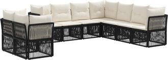 vidaXL Conjunto De Sof&aacute;s De Jard&iacute;n 9 Uds. Negro Rat&aacute;n Sint&eacute;tico Vidaxl