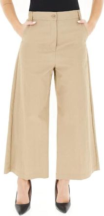 Max Mara Weekend Broeken - Dames - Wijde Broeken - Beige - S - Katoen - Broeken