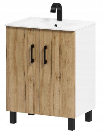OEM Mueble De Ba&ntilde;o Viki 50 Con Lavabo, Roble Artesanal, Dorado/blanco