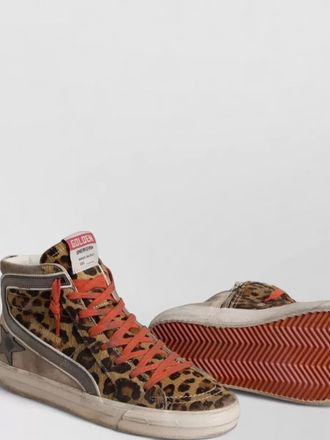 Golden Goose slide high top leopard sneakers star patch
