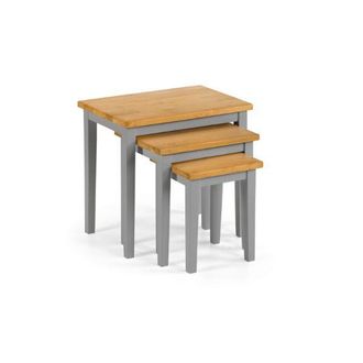 Julian Bowen Cleo Nest Of 3 Tables 2 Tone Grey & Oak - Julian Bowen | TJ Hughes
