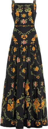 Agua Bendita Abeja Cordillera floral dress - women - Linen/Flax/Cotton - L - Black