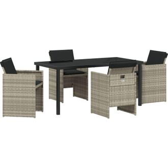 vidaXL Conjunto De Comedor De Jard&iacute;n 5 Pcs Gris Claro Polirat&aacute;n Vidaxl