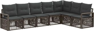vidaXL Conjunto De Sof&aacute;s De Jard&iacute;n 7 Uds. Gris Rat&aacute;n Sint&eacute;tico Vidaxl