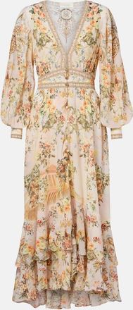 Camilla Embellished floral silk crêpe maxi dress