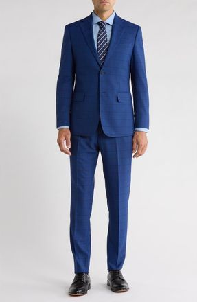 English Laundry Trim Fit Plaid Two-Piece Suit in Navy at Nordstrom Rack, Size 42 Regular