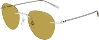 Montblanc Panthos Zonnebril - Heren - Zonnebrillen - Grijs - 51 MM - Nylon - Accessoires