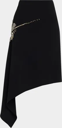 Cinq &agrave; Sept Crystal Cascade Embellished Asymmetric Midi Skirt