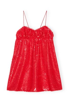 Ganni Red Sequins Mini Dress - Size 10/12