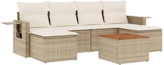 vidaXL Vidaxl - Set Sof&aacute;s De Jard&iacute;n 7 Piezas Y Cojines Rat&aacute;n Sint&eacute;tico Beige