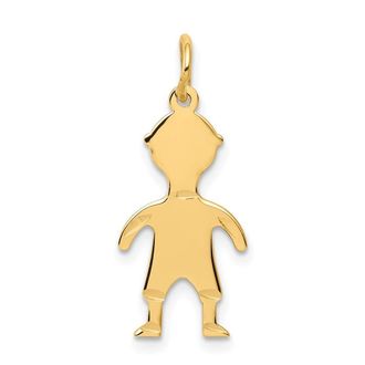 Diamond2Deal 14k Yellow Gold.018 Depth Engravable Boy Charm Pendant
