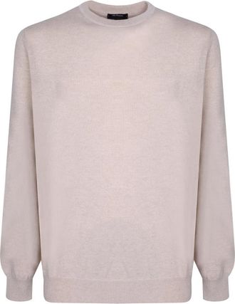 Dell'Oglio Trui met ronde hals - Heren - Ronde hals truien - Beige - L - Kasjmier - Truien & Vesten