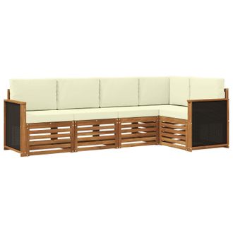 vidaXL Conjunto De Sof&aacute; Seccional Con Coj&iacute;n 4 Pcs Natural Y Crema Vidaxl