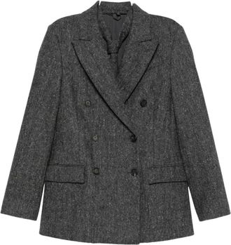 Brunello Cucinelli Dubbelrijige Jas - Dames - Jassen - Grijs - Maat: M Leer