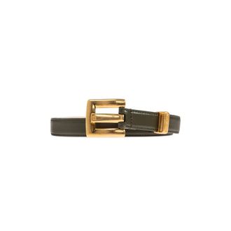 Balmain Belts, female, Green, Size: 80 CM Anthem Smooth Leather Belt