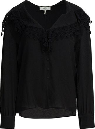 Chloé Blouse With Lace Collar Shirts Nero-Donna