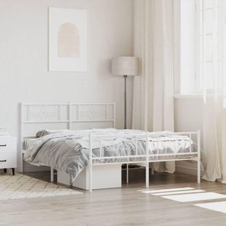vidaXL Estructura Cama Sin Colch&oacute;n Con Estribo Metal Blanco 120x200 Cm Vidaxl