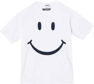 Moschino Smile T-Shirt - Dames - T-shirts - Wit - M - Katoen - Tops