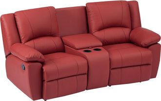 Vente-Unique Sof&aacute; de 2 plazas relax de cuero de vaca rojo AROMA