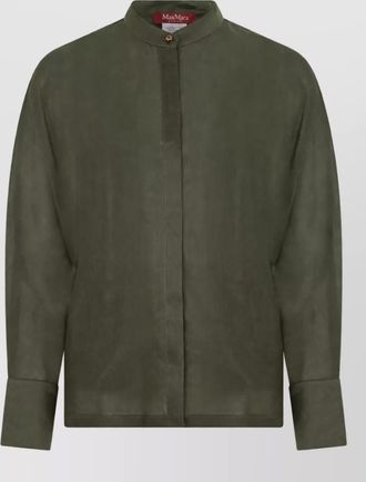 Max Mara long-sleeve band-collar shirt