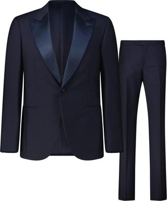 Caruso Luxe Wol en Mohair Smoking - Heren - Business pakken - Blauw - 4XL - Wol - Kostuums