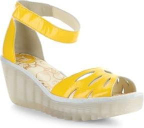FLY London Yelu Platform Wedge Sandal in Yellow at Nordstrom Rack, Size 10-10.5Us / 41Eu