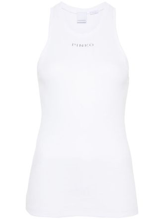 Pinko Geribbelde tanktop met logo - Wit