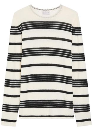 Moncler Striped Fine-knit Cotton-blend T-shirt - Stripe - M (UK 12 / M)