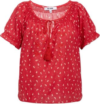 Re/Done Katie Top - Dames - Blouses - Rood - L - Katoen - Overhemden