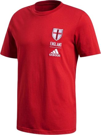 adidas Mens adidas England Geometry Pattern Logo Round Neck Casual Sports Short Sleeve Red T-Shirt FK3570