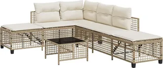 vidaXL Set Divano Ad Angolo 3 Pz Con Cuscini Beige In Polyrattan - Vidaxl
