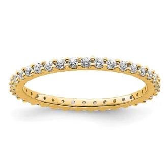 Diamond2Deal 14k Polished Shared Prong 1/2 Ct Diamond Eternity Band Ring
