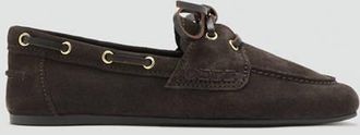 Mango Scarpe da barca camoscio lacci cioccolato - Donna - 35 - MANGO