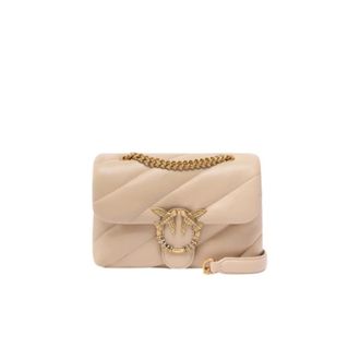 Pinko Pinko - Puff Mini New Buckle - Dames - Tassen - Beige - Maat: ONE Size Katoen