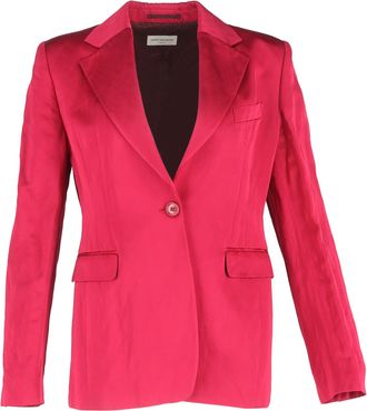 Dries Van Noten Blazer met enkele rij knopen in roze wol