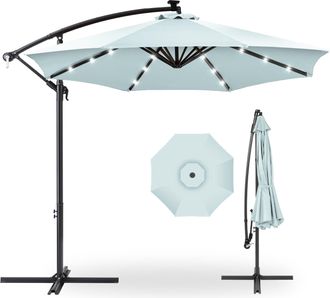 Best Choice Products 10ft Solar LED Offset Hanging Outdoor Market Patio Umbrella w/ Adjustable Tilt