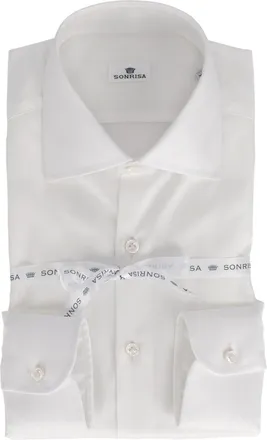 Sonrisa Classic White Cotton Dress Shirt With Pointed Collar