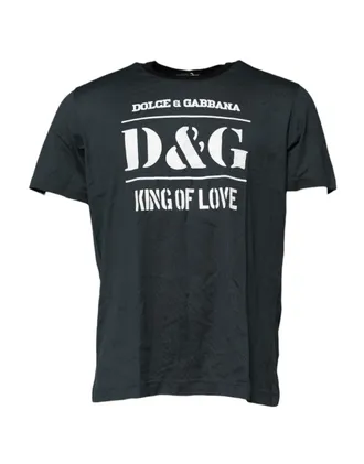 Dolce & Gabbana Mens Black Cotton Printed Short Sleeves T-Shirt