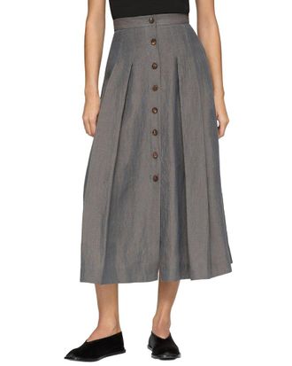 Lafayette 148 New York Button Front Pleated Maxi Skirt