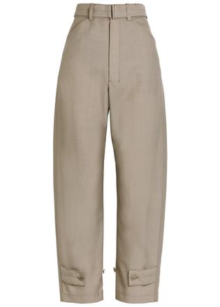 Christophe Lemaire Belted Barrel-leg Woven Trousers - Taupe - 36 (UK10 / S)