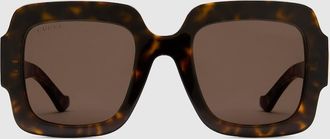 Gucci Square-frame Double G Sunglasses, Brown
